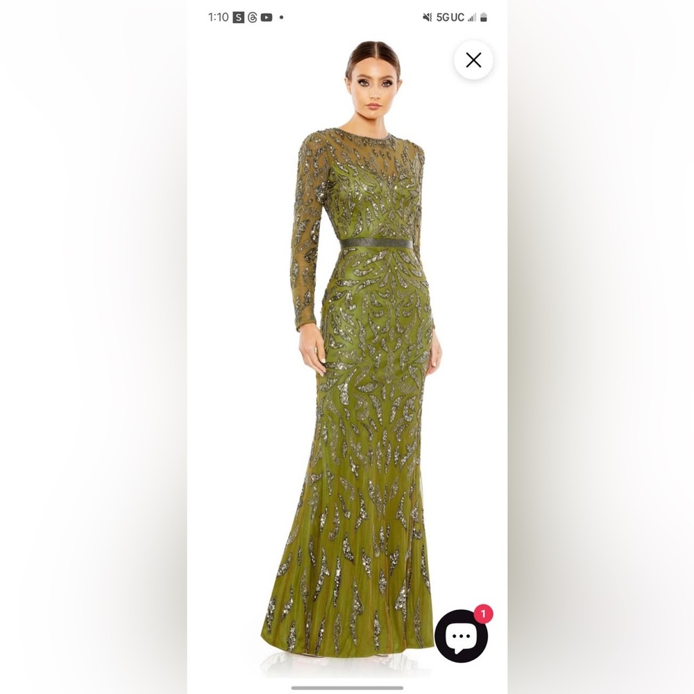 Mac duggal long sleeve beaded gown